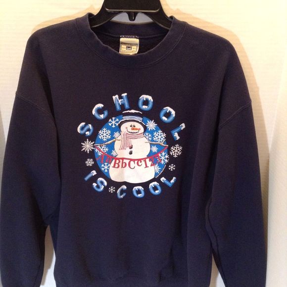 VTG Lee Heavyweight Crewneck Sweatshirt Adult L 90s Winter Snowman Graphic Ski - Picture 4 of 8